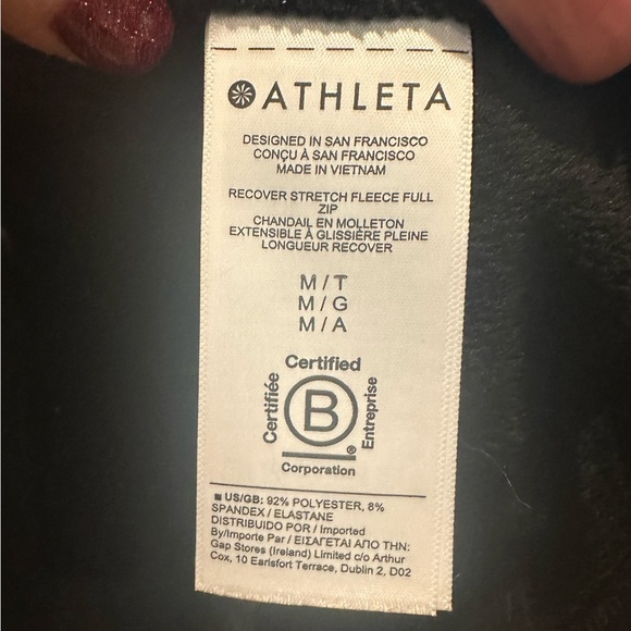 Athleta Recover Stretch Fleece Full Zipped Jacket size medium tall BLACK - Picture 6 of 9